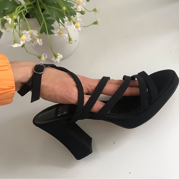 NINE WEST Womens Black Heeled Strappy Sandals Size 6.5 - Picture 6 of 13